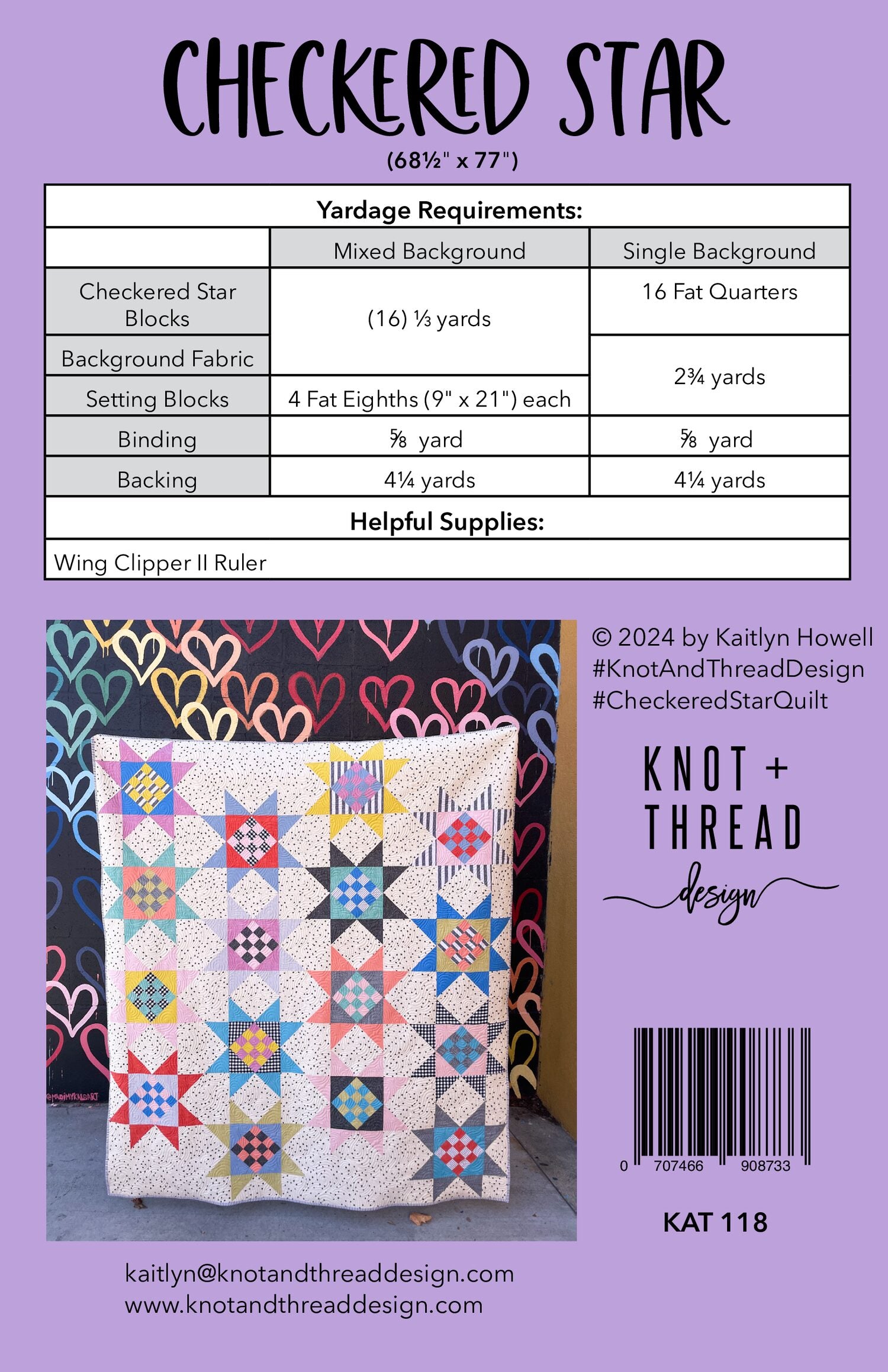 Checkered Star Quilt Pattern & Kit Checkered Star Quilt Pattern & Kit