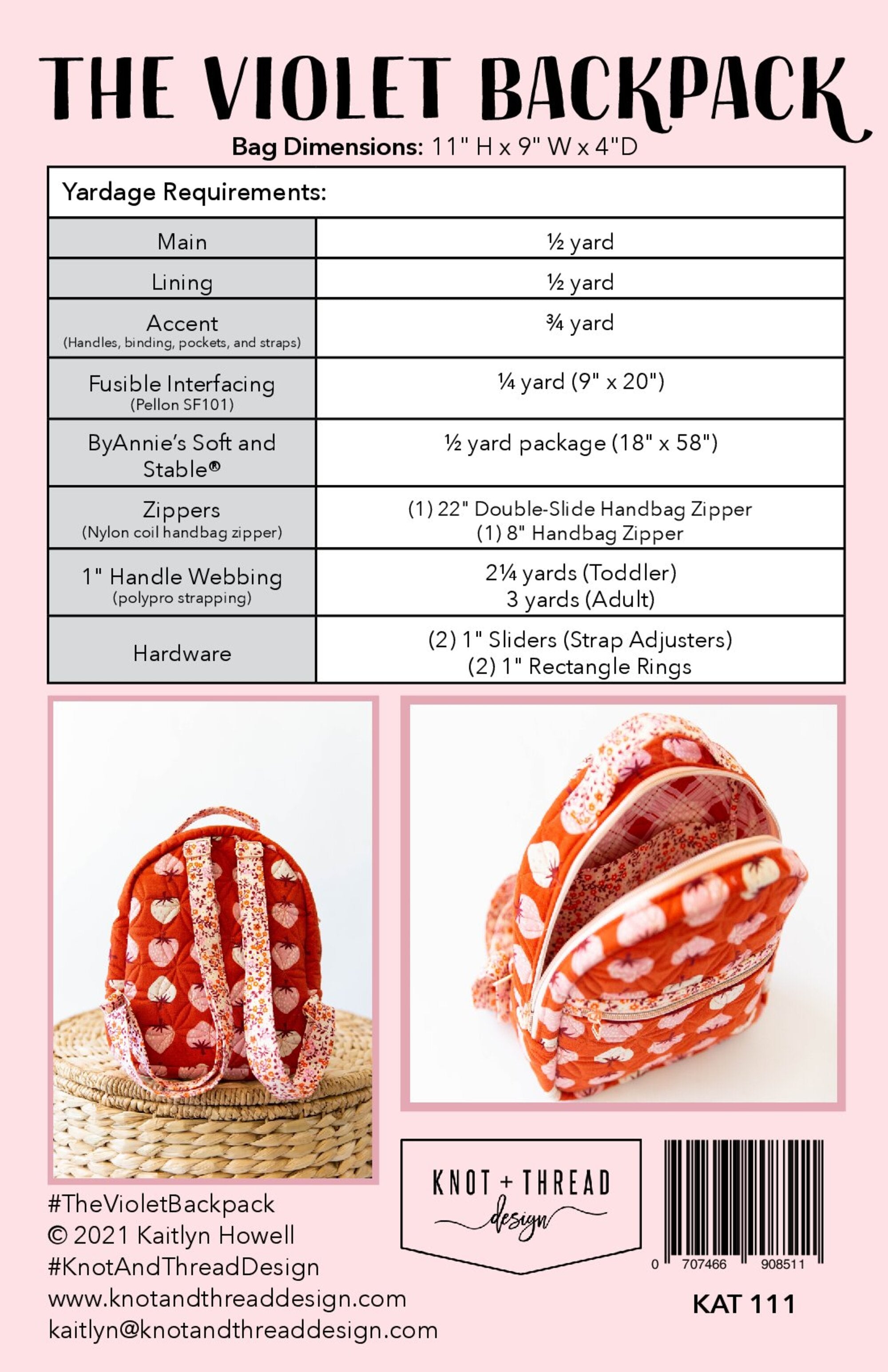 children's mini backpack patterns free The Violet Backpack (PDF Pattern) – Knot and Thread Design